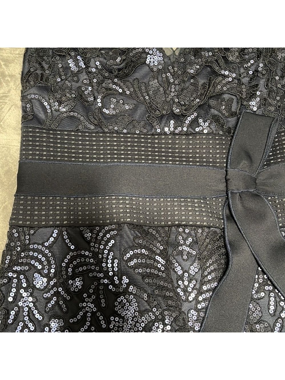 Tadashi Navy Blue V Neck Sequins maxi dress - Picture 6 of 12